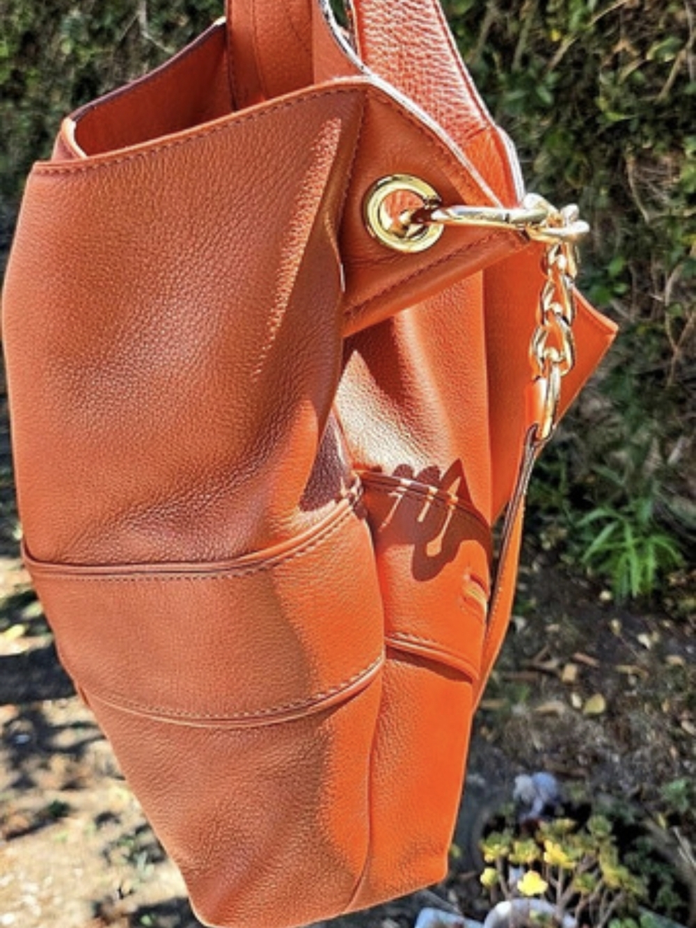 Michael Kors Leather-Look Orange Hobo Bag - Picture 5 of 9